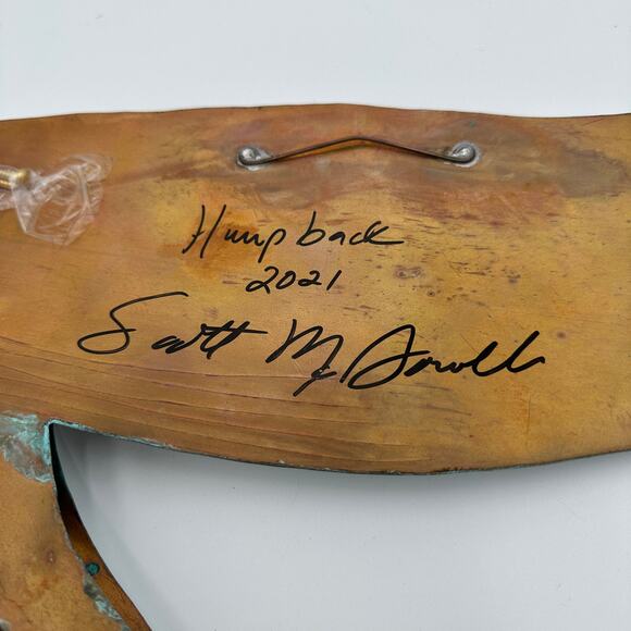 Humpback Whale Sculpture Art Signed Scott McDowell 2021 Weathered Patina Copper - Picture 4 of 6